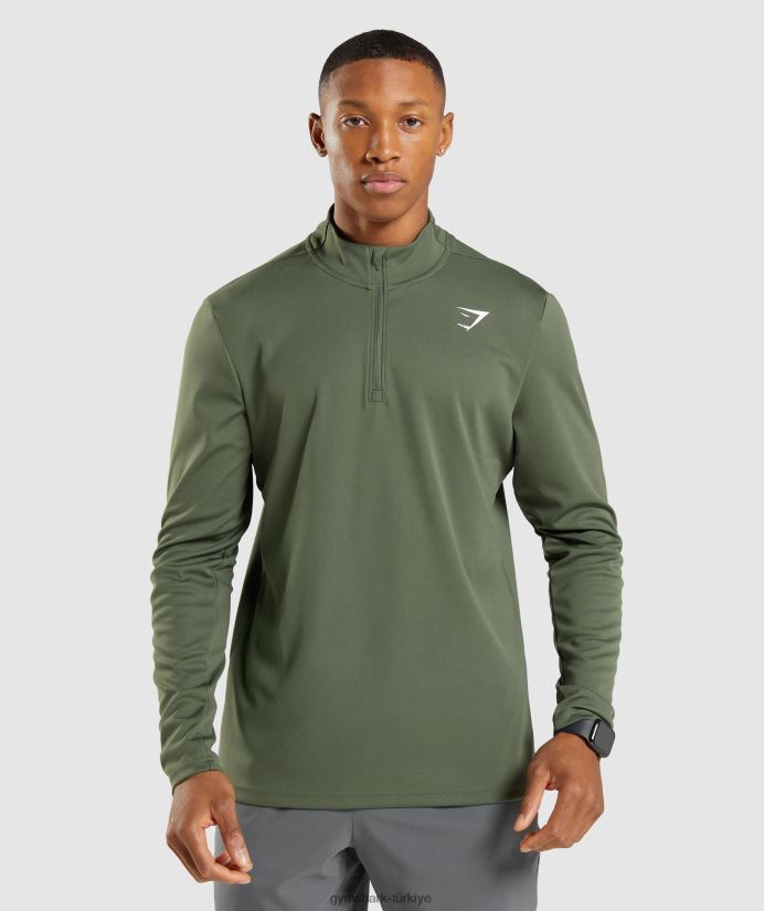1/4 fermuarlı kazak erkeklerGymshark çekirdek zeytin 02H048871