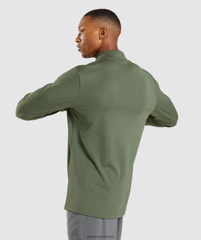 1/4 fermuarlı kazak erkeklerGymshark çekirdek zeytin 02H048871