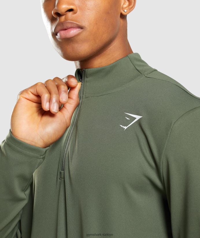 1/4 fermuarlı kazak erkeklerGymshark çekirdek zeytin 02H048871