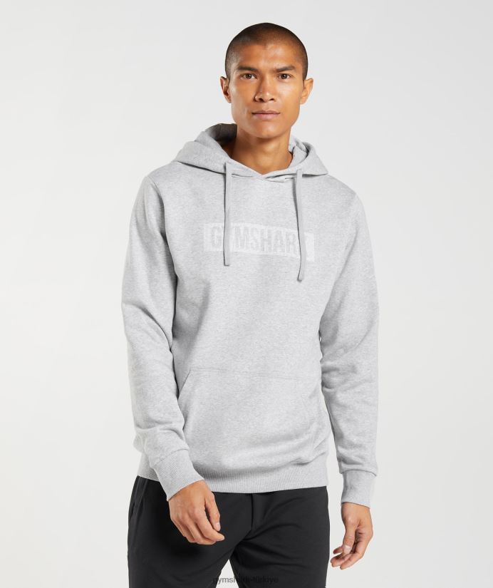 blok kapşonlu erkeklerGymshark açık gri marn 02H048868