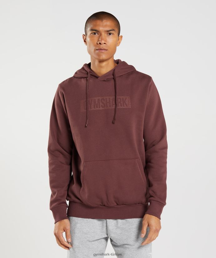 blok kapşonlu erkeklerGymshark kiraz kahverengi 02H048874