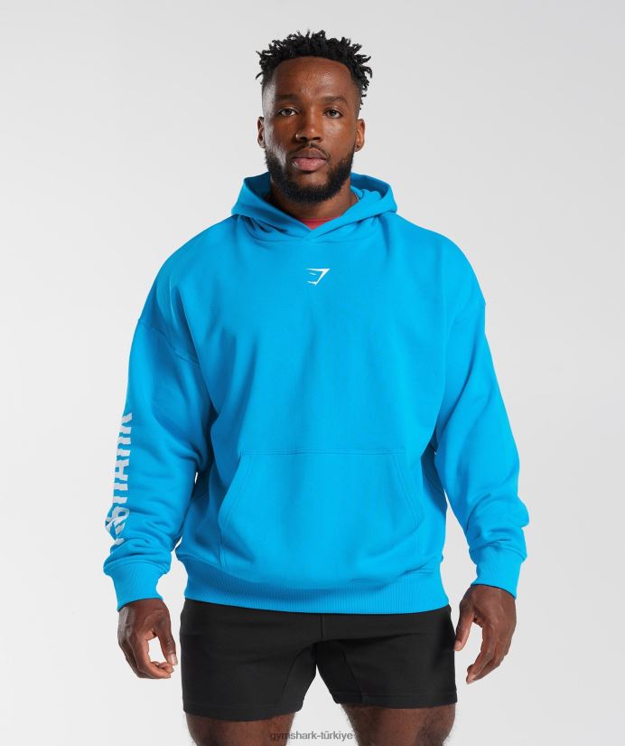 dilim kapşonlu erkeklerGymshark elektrik mavisi 02H048880
