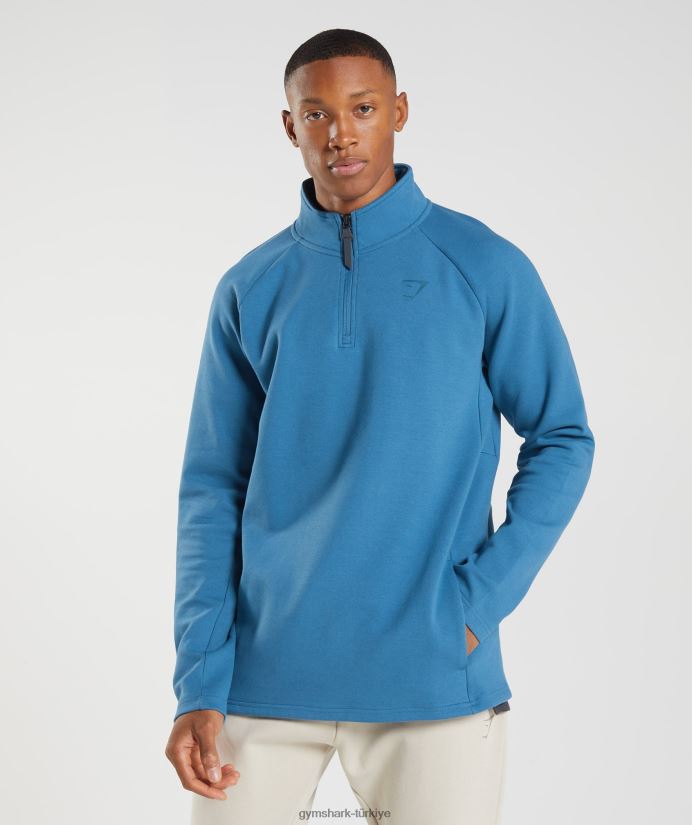 dinlenme günü 1/4 zip erkeklerGymshark göl kenarı mavisi 02H048832