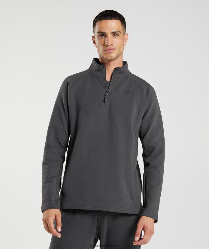 dinlenme günü 1/4 zip erkeklerGymshark oniks grisi 02H048862