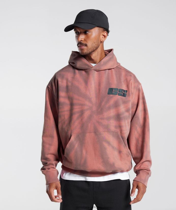 dinlenme günü kapşonlu erkeklerGymshark pişmiş toprak pembe/tozlu bordo/spiral optik yıkama 02H048798