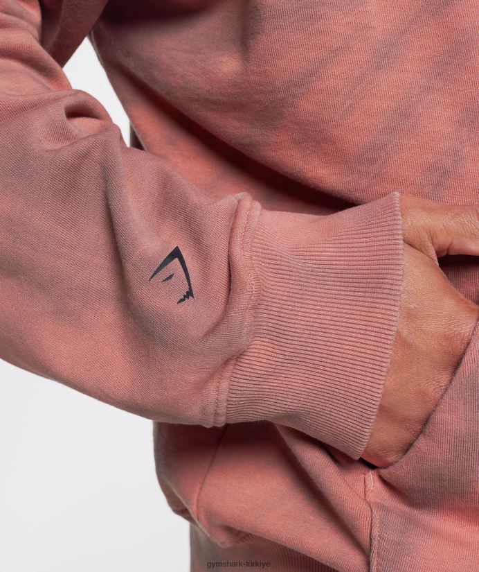 dinlenme günü kapşonlu erkeklerGymshark pişmiş toprak pembe/tozlu bordo/spiral optik yıkama 02H048798