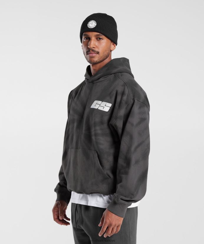 dinlenme günü kapşonlu erkeklerGymshark siluet gri/siyah/spiral optik yıkama 02H048803