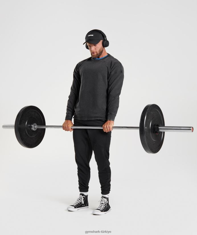 elektrikle yıkanmış mürettebat erkeklerGymshark siyah 02H048851