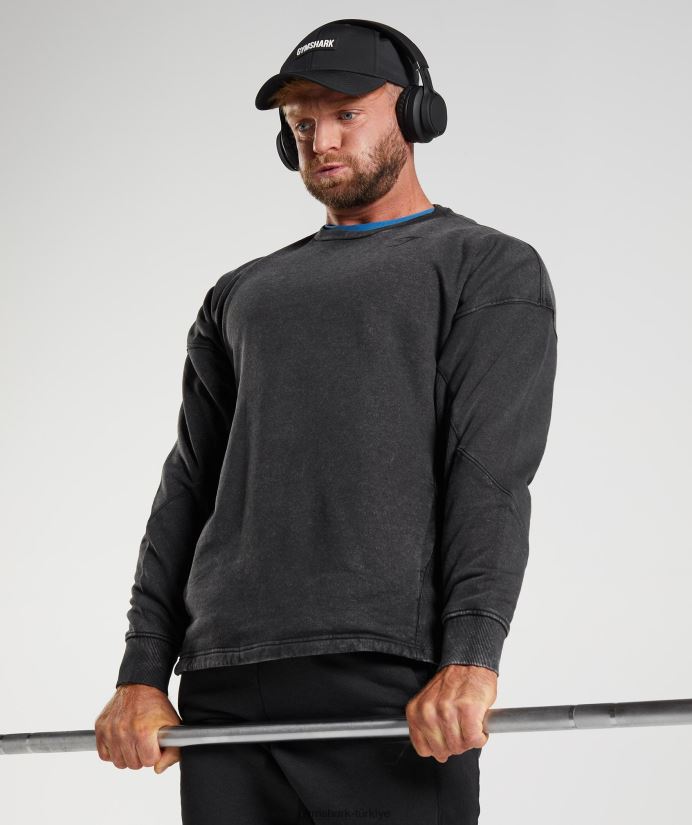 elektrikle yıkanmış mürettebat erkeklerGymshark siyah 02H048851