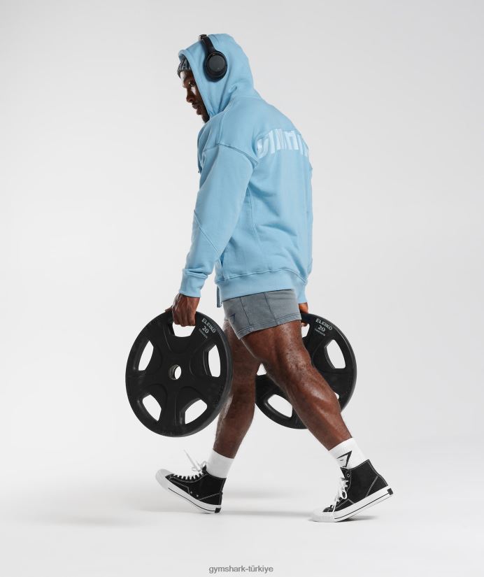 güç fermuarlı kapüşonlu üst erkeklerGymshark ozon mavisi 02H048856