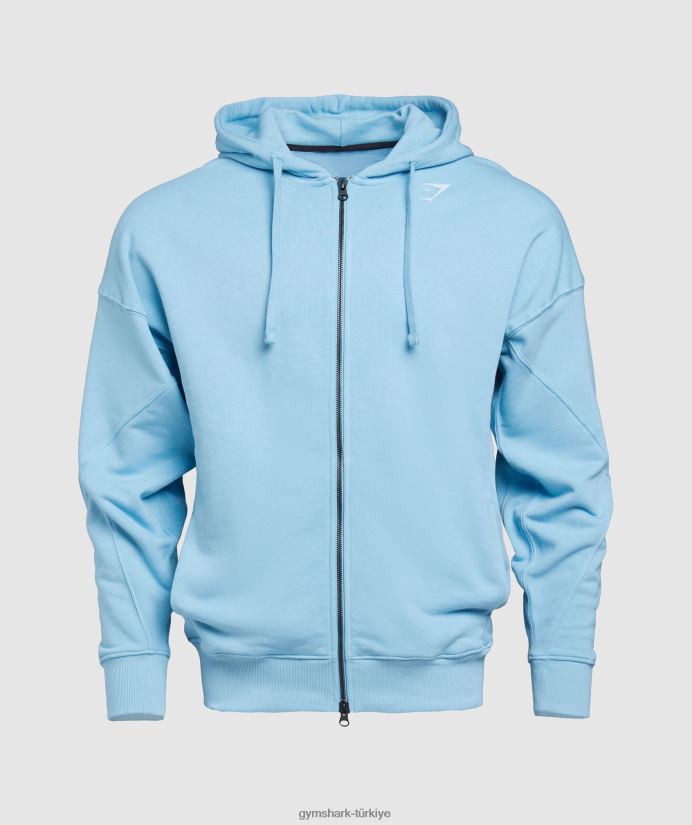 güç fermuarlı kapüşonlu üst erkeklerGymshark ozon mavisi 02H048856
