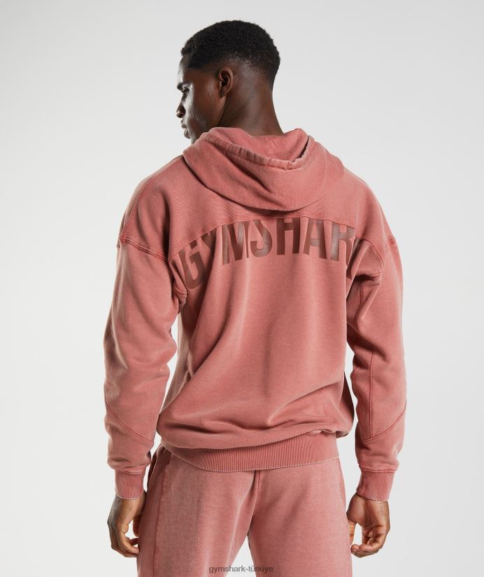 güç yıkanmış kapşonlu erkeklerGymshark gül kahverengi 02H048792