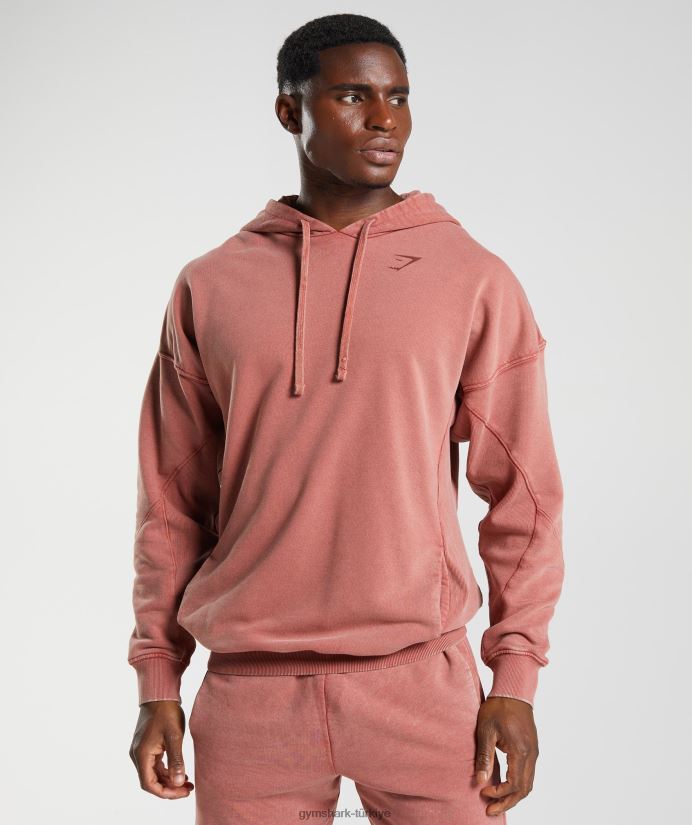 güç yıkanmış kapşonlu erkeklerGymshark gül kahverengi 02H048792