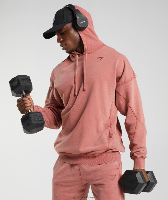 güç yıkanmış kapşonlu erkeklerGymshark gül kahverengi 02H048792