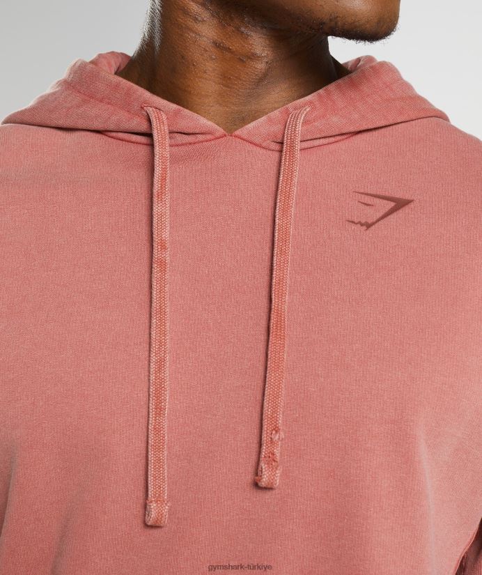 güç yıkanmış kapşonlu erkeklerGymshark gül kahverengi 02H048792