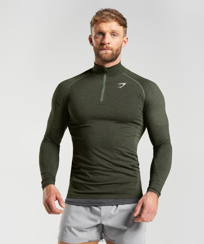 hayati 1/4 zip erkeklerGymshark çekirdek zeytin/siyah 02H048811