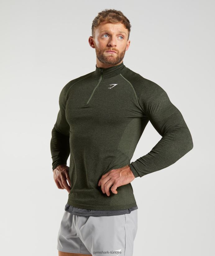 hayati 1/4 zip erkeklerGymshark çekirdek zeytin/siyah 02H048811