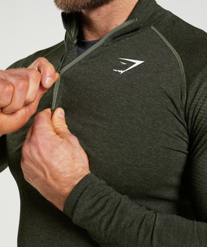hayati 1/4 zip erkeklerGymshark çekirdek zeytin/siyah 02H048811
