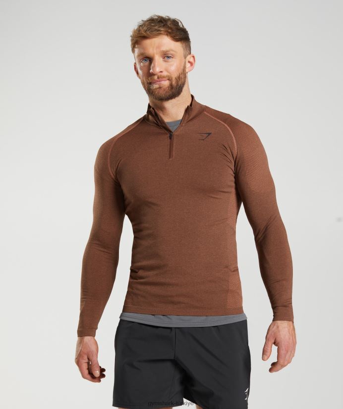 hayati 1/4 zip erkeklerGymshark hurma kırmızısı/trüf mantarı kahverengi 02H048826