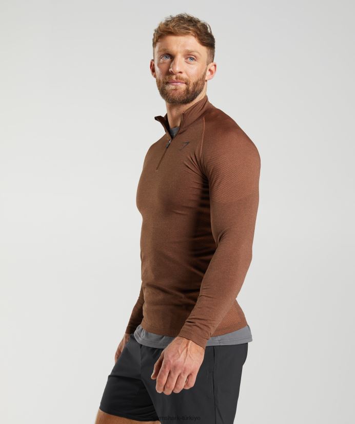 hayati 1/4 zip erkeklerGymshark hurma kırmızısı/trüf mantarı kahverengi 02H048826
