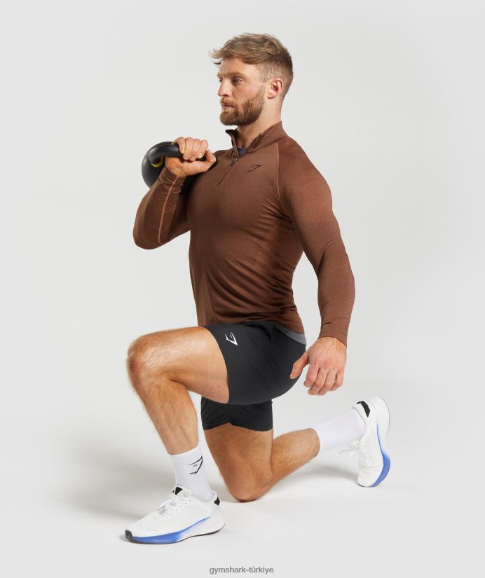 hayati 1/4 zip erkeklerGymshark hurma kırmızısı/trüf mantarı kahverengi 02H048826