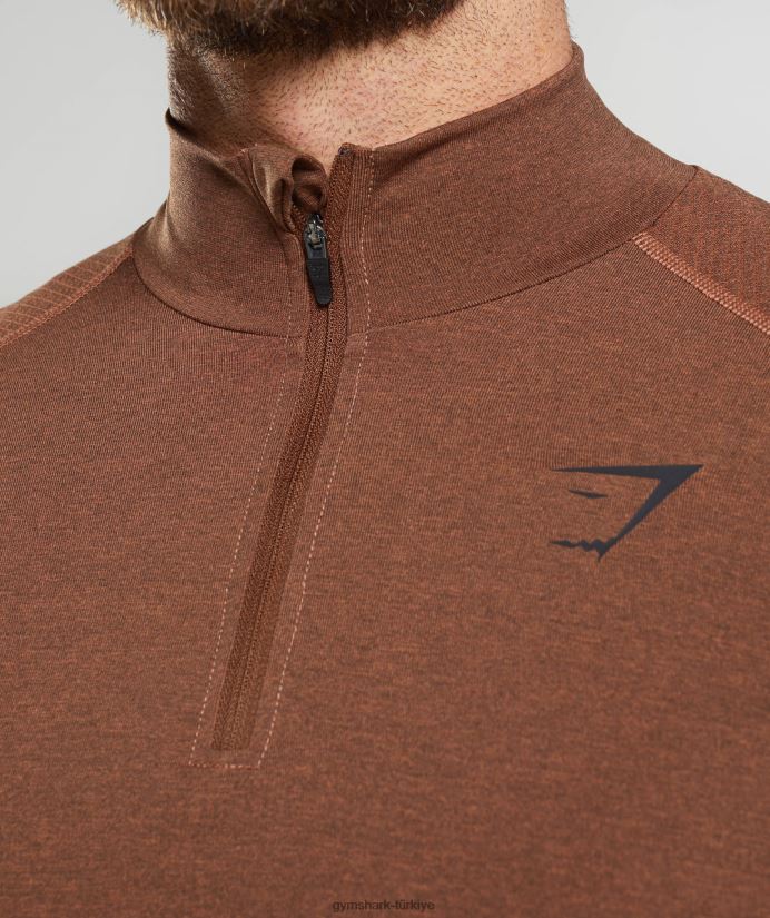 hayati 1/4 zip erkeklerGymshark hurma kırmızısı/trüf mantarı kahverengi 02H048826