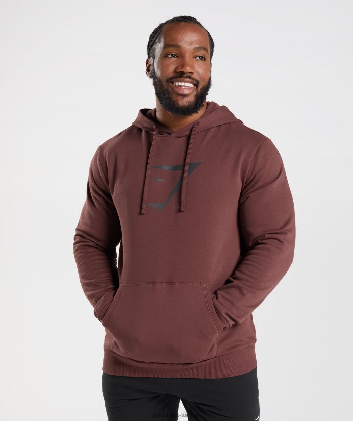 köpekbalığı dolgulu kapüşonlu üst erkeklerGymshark kiraz kahverengi 02H048863