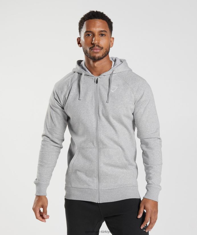 kret fermuarlı kapüşonlu üst erkeklerGymshark açık gri marn 02H048794