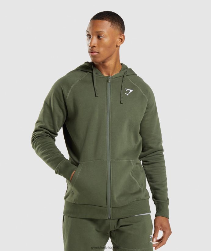 kret fermuarlı kapüşonlu üst erkeklerGymshark çekirdek zeytin 02H048821