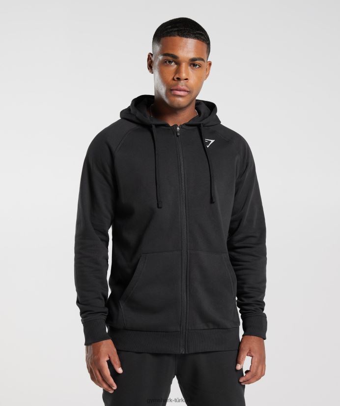 kret fermuarlı kapüşonlu üst erkeklerGymshark siyah 02H048786