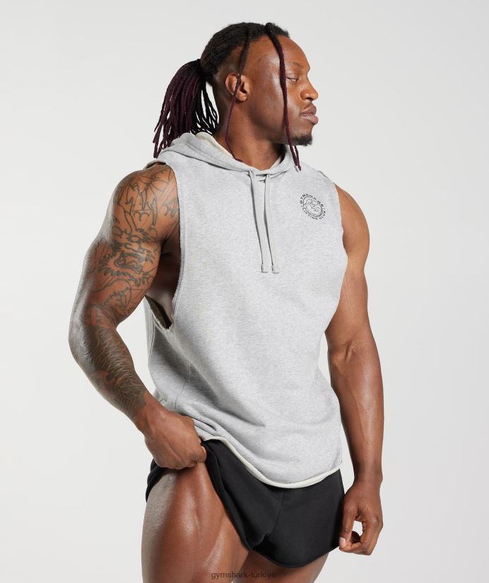 miras bırak kollu kapüşonlu üst erkeklerGymshark açık gri marn 02H048853