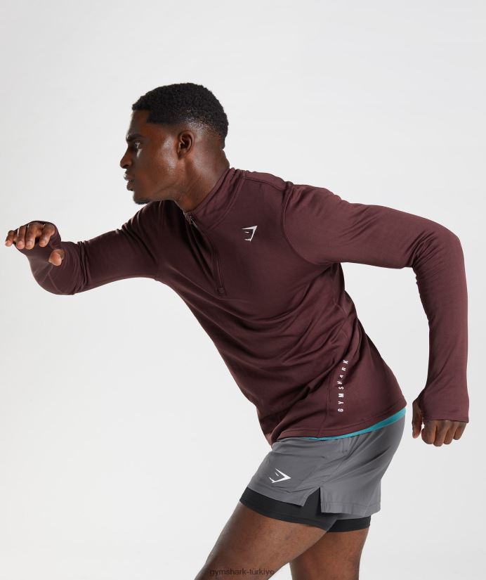 spor 1/4 zip erkeklerGymshark pişmiş bordo 02H048822
