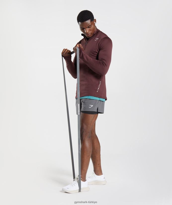 spor 1/4 zip erkeklerGymshark pişmiş bordo 02H048822
