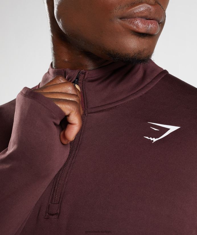 spor 1/4 zip erkeklerGymshark pişmiş bordo 02H048822