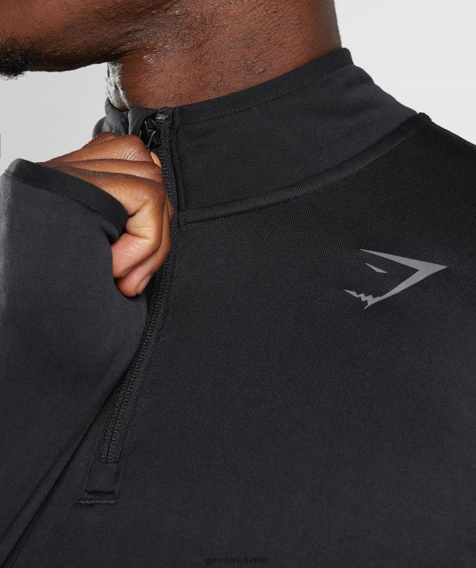 spor 1/4 zip erkeklerGymshark siyah 02H048791