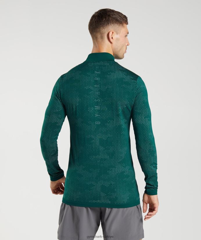 spor dikişsiz 1/4 zip erkeklerGymshark orman yeşili/hoya yeşili 02H048807