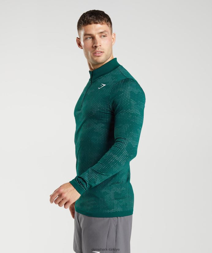 spor dikişsiz 1/4 zip erkeklerGymshark orman yeşili/hoya yeşili 02H048807