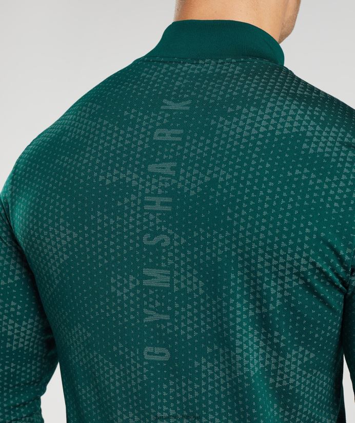 spor dikişsiz 1/4 zip erkeklerGymshark orman yeşili/hoya yeşili 02H048807
