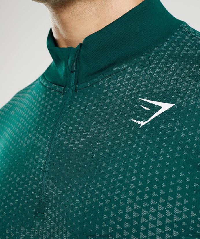 spor dikişsiz 1/4 zip erkeklerGymshark orman yeşili/hoya yeşili 02H048807
