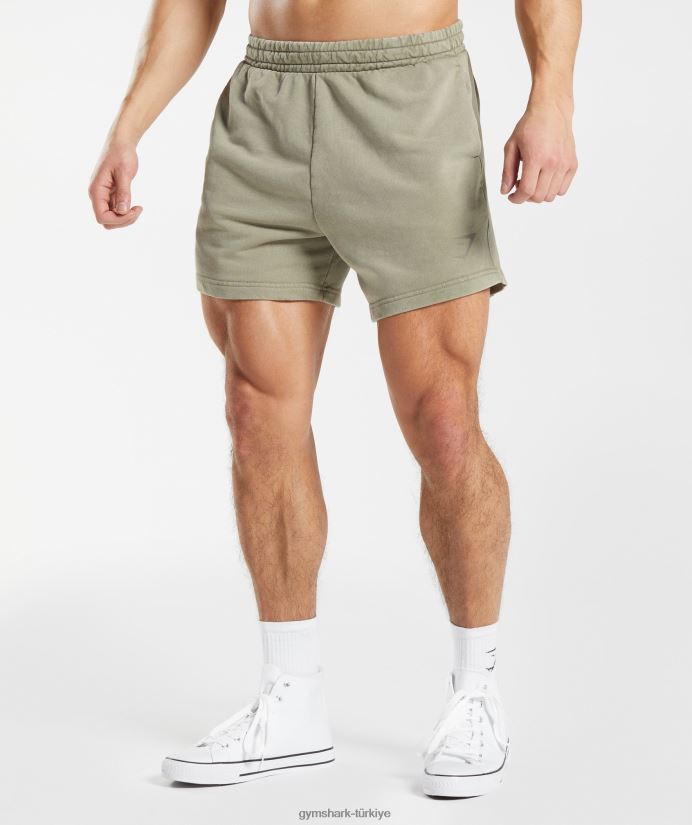 basınçlı yıkanmış 5 şort erkeklerGymshark ekru kahverengi 02H048512