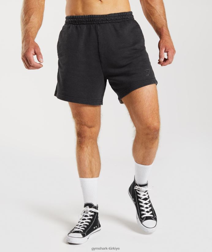 basınçlı yıkanmış 5 şort erkeklerGymshark siyah 02H048524