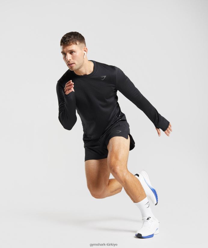koşu sporu 3 şort erkeklerGymshark siyah 02H048529