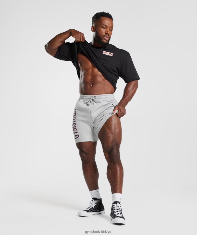 retro dalga şort erkeklerGymshark açık gri çekirdekli marn 02H048535