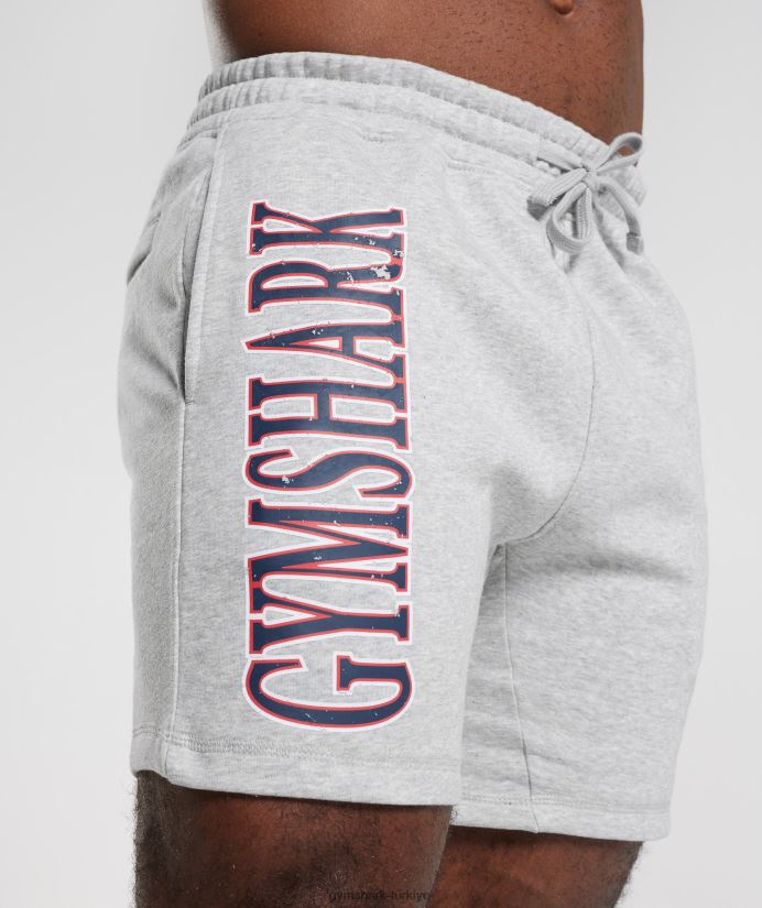 retro dalga şort erkeklerGymshark açık gri çekirdekli marn 02H048535