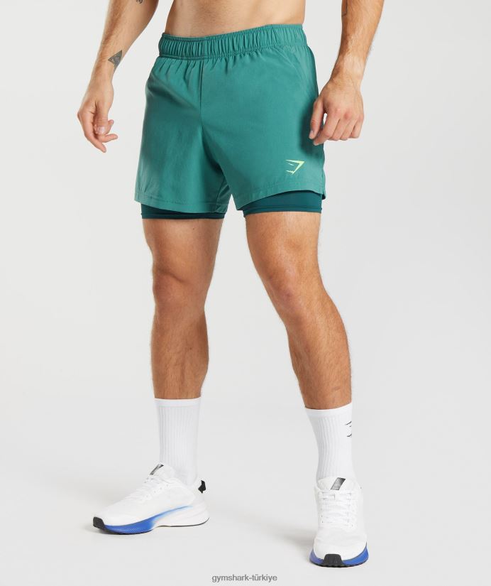 spor 5 2'si 1 arada şort erkeklerGymshark barut mavisi/kış deniz mavisi 02H048558