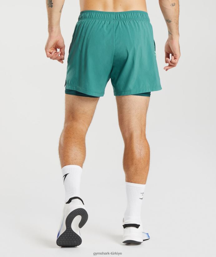 spor 5 2'si 1 arada şort erkeklerGymshark barut mavisi/kış deniz mavisi 02H048558