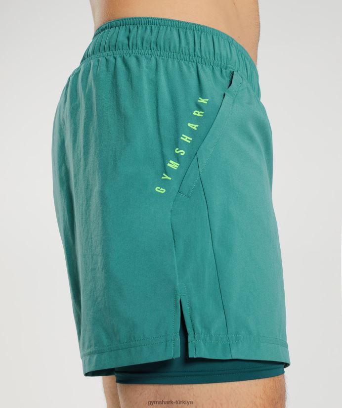 spor 5 2'si 1 arada şort erkeklerGymshark barut mavisi/kış deniz mavisi 02H048558