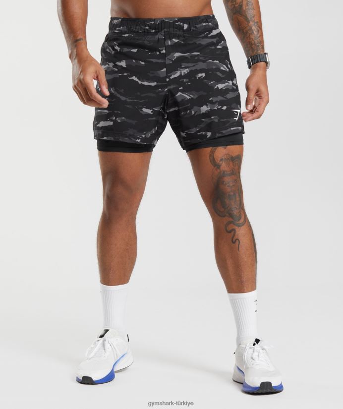 spor 5 2'si 1 arada şort erkeklerGymshark oniks grisi/siyah 02H048522