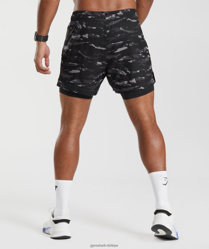 spor 5 2'si 1 arada şort erkeklerGymshark oniks grisi/siyah 02H048522