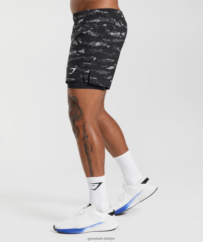 spor 5 2'si 1 arada şort erkeklerGymshark oniks grisi/siyah 02H048522